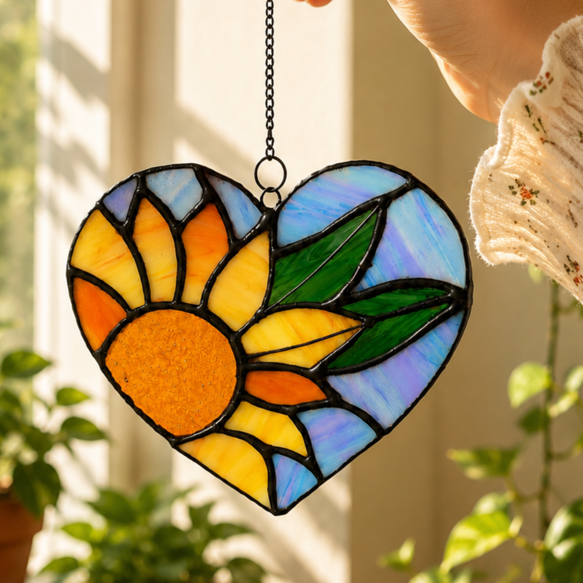 Sunflower Heart Stained Glass Pattern