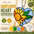 Sunflower Heart Stained Glass Pattern