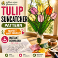 Tulip Stained Glass Pattern | Beginner Friendly Flower Suncatcher Template (PDF + PNG)