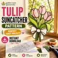 Tulip Stained Glass Pattern PDF PNG for Beginners | Floral Suncatcher Template