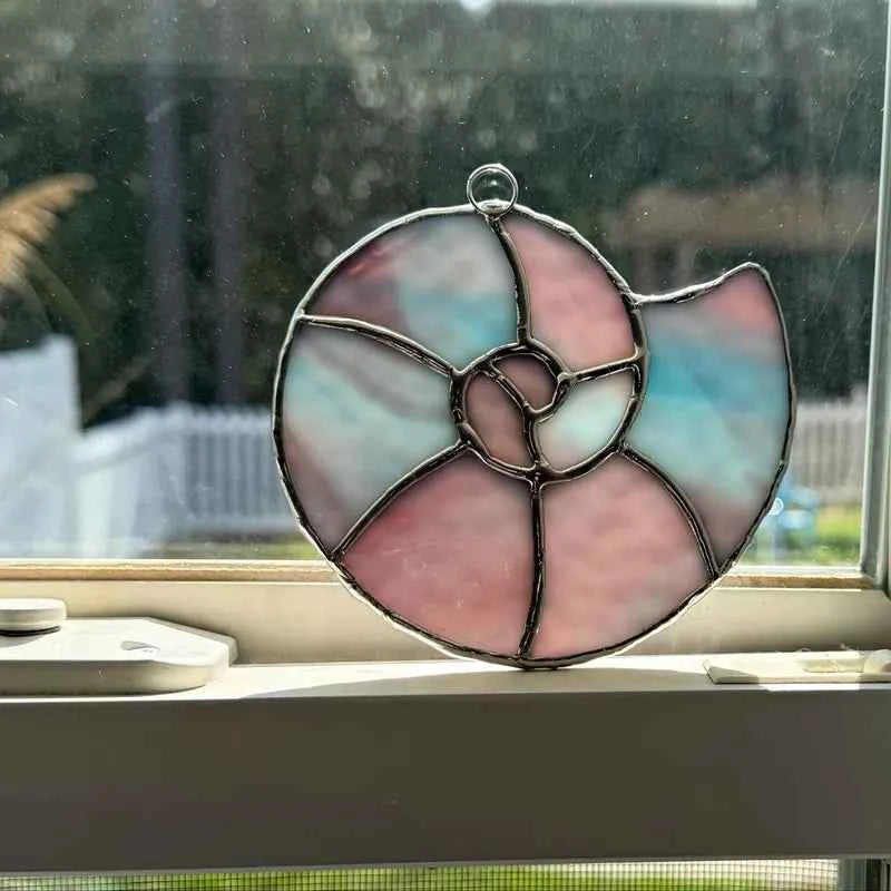 Rainbow Shell Stained Glass Pattern PDF PNG for Beginners